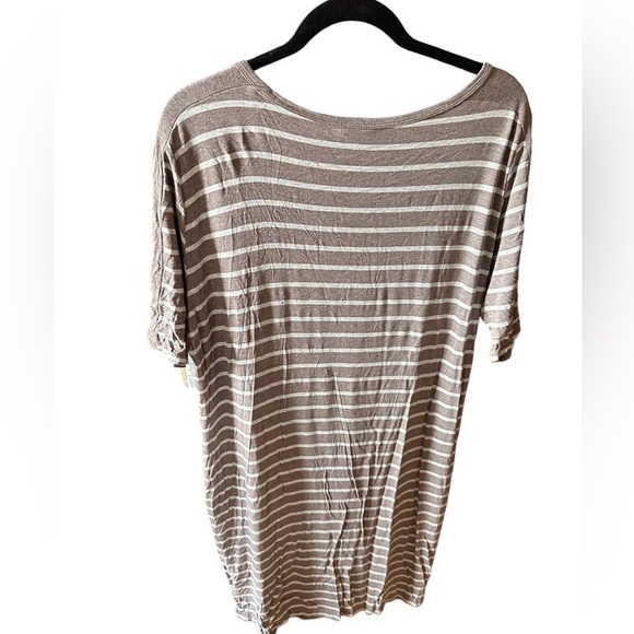 Lularoe 3X heather brown with white stripe Julia T-shirt dress .NWT - Picture 2 of 7